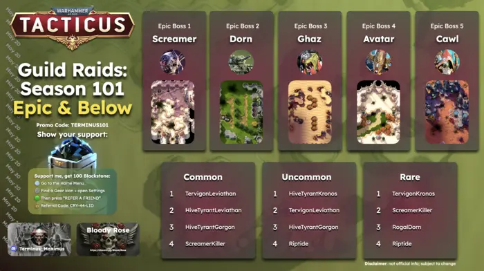 Guild Raid Season 101 Epic Bosses Infographic