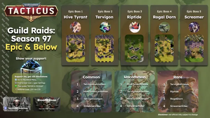 Guild Raid Season 97 Epic Bosses Infographic