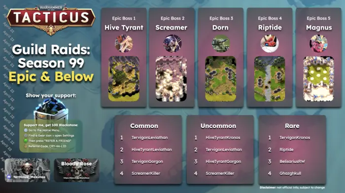 Guild Raid Season 99 Epic Bosses Infographic
